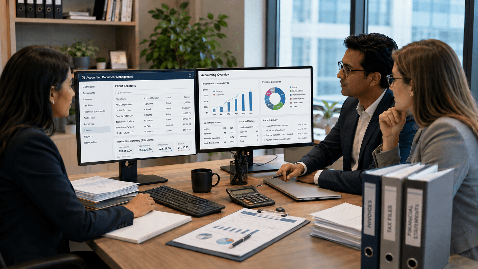 Accounting team reviews data