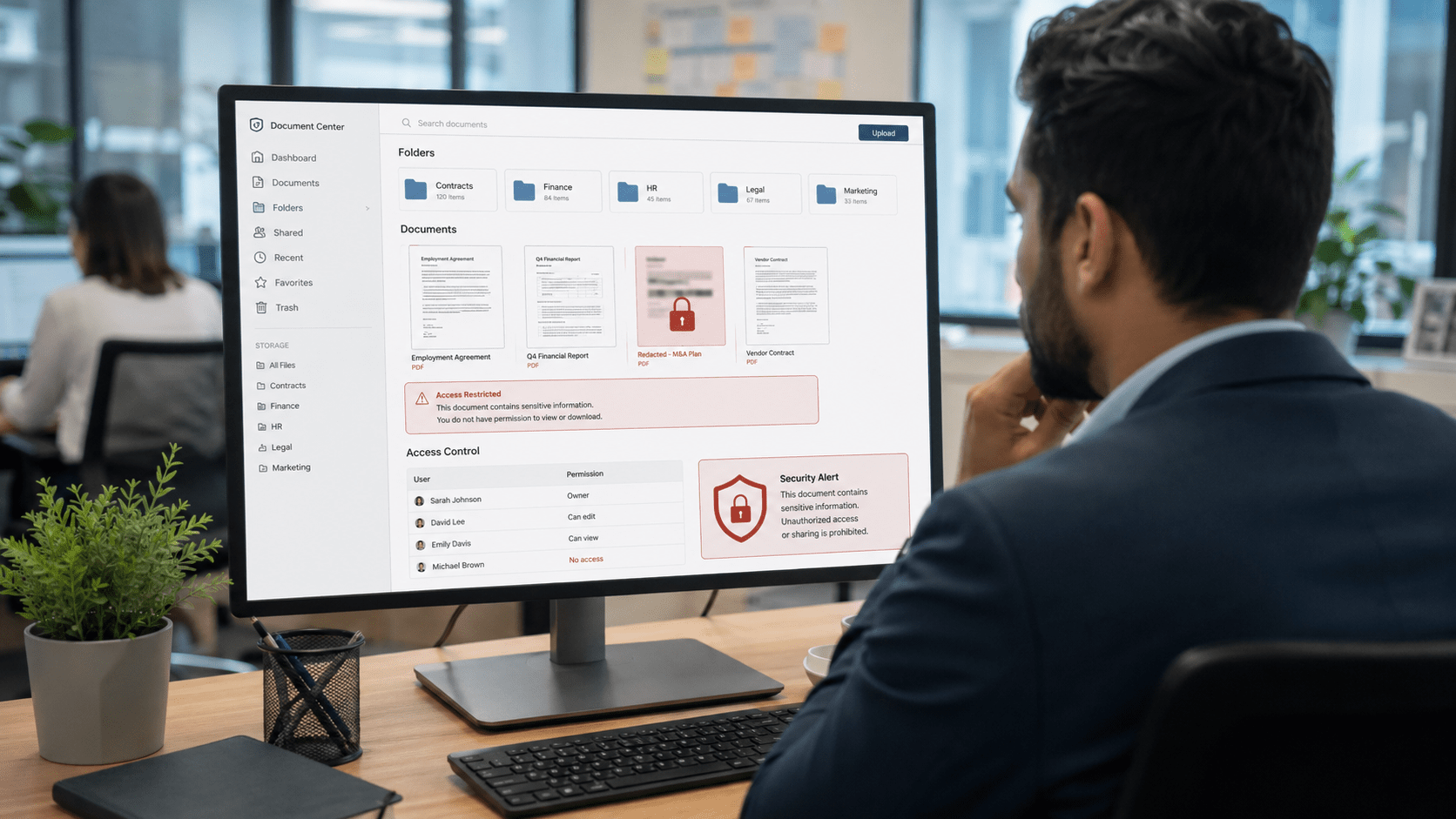 DMS shows access warning