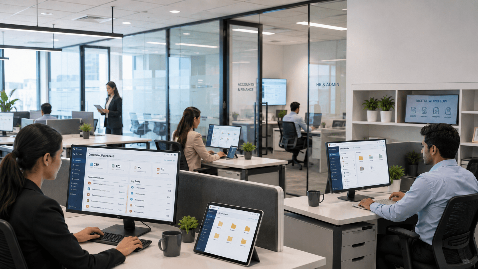 Paperless office with digital dashboards