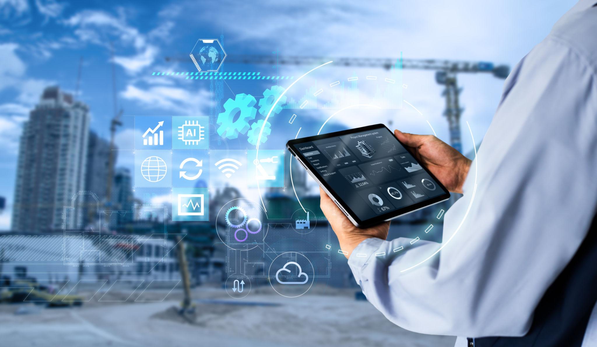 Construction company using document management software