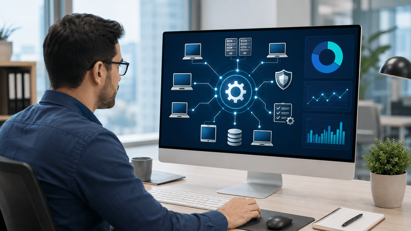 Computerized computer management system dashboard