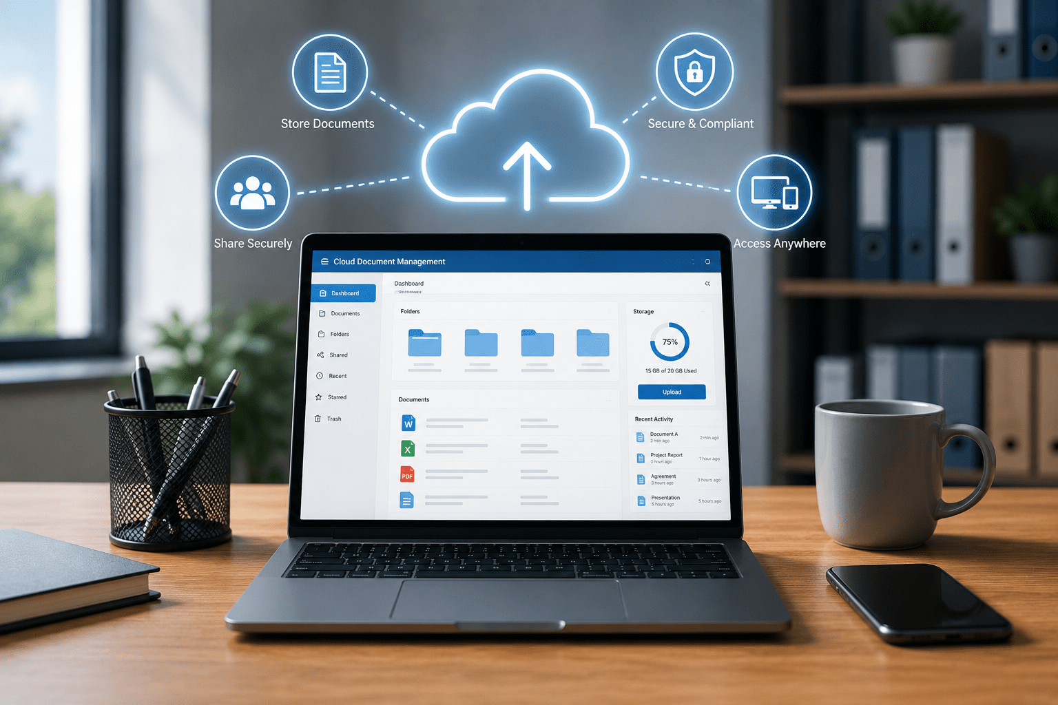 Cloud document management system for secure files