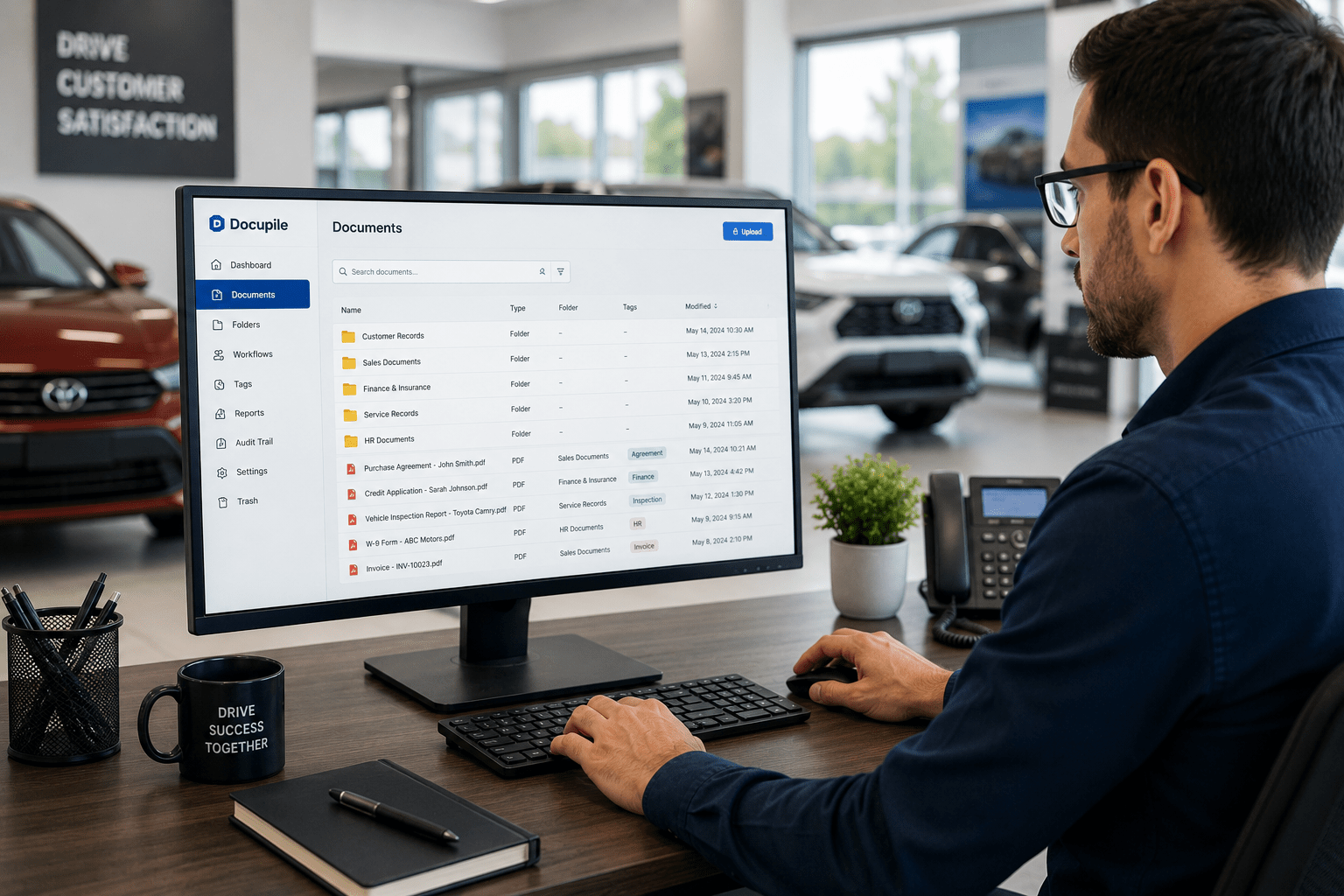 Car dealership file management system