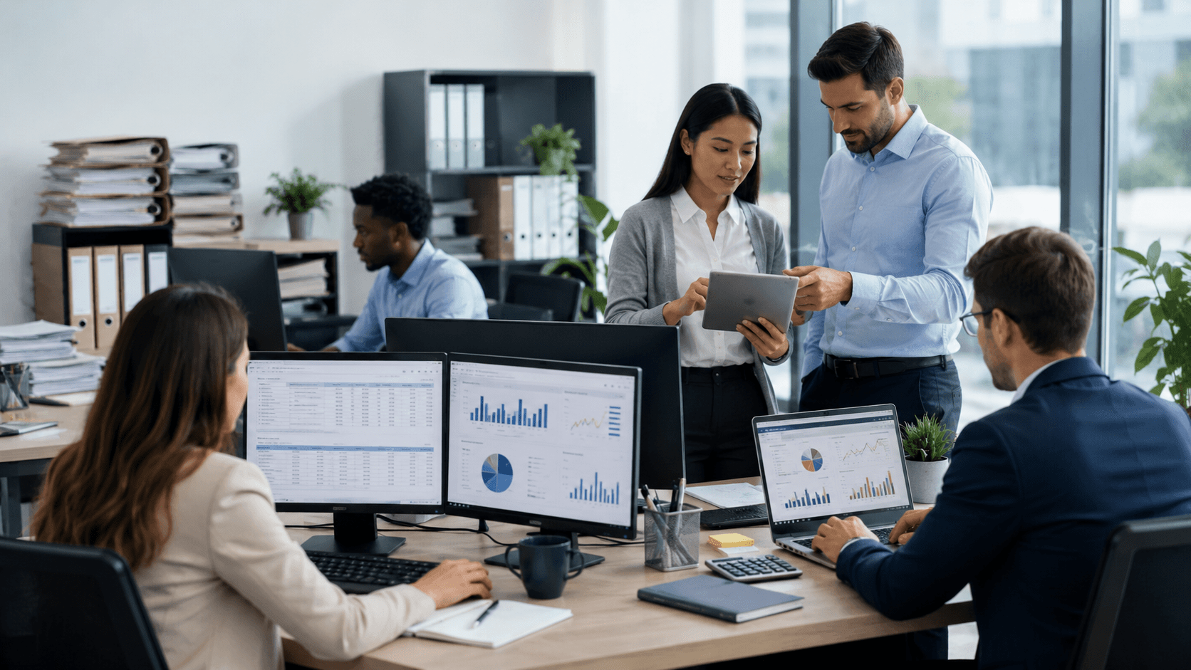 Accounting team reviews data.