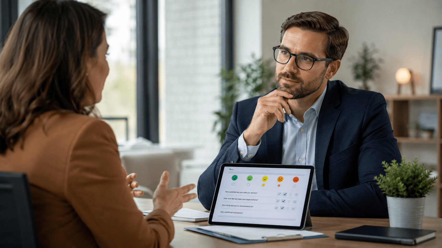 Client answers survey questions