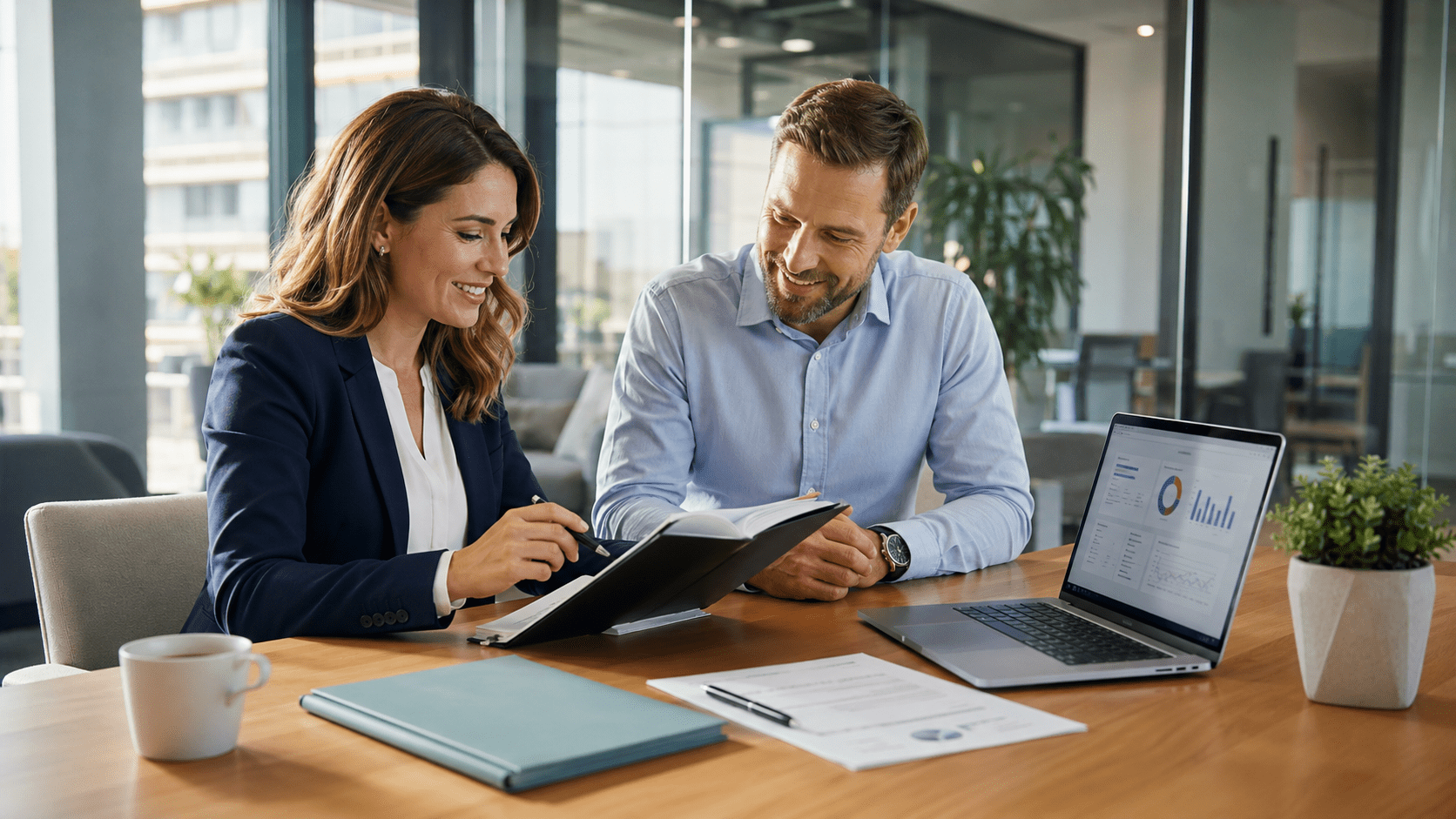 Accountant guiding a client through financial onboarding.