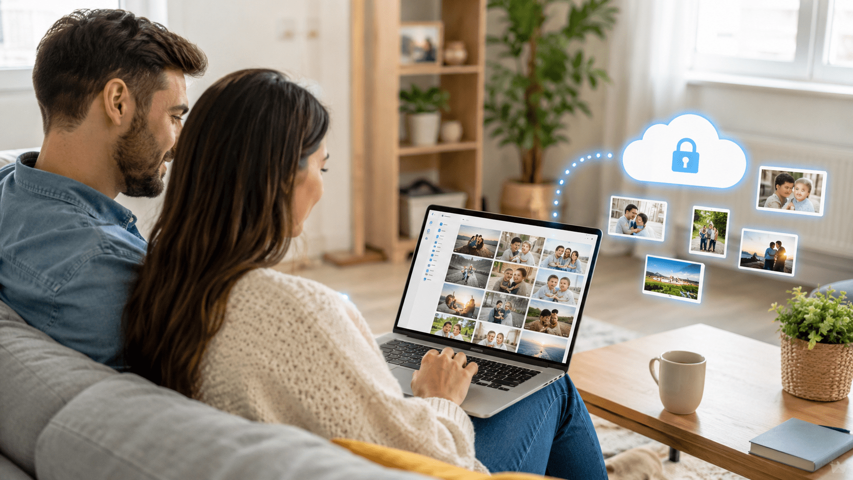 Family photos saved in cloud