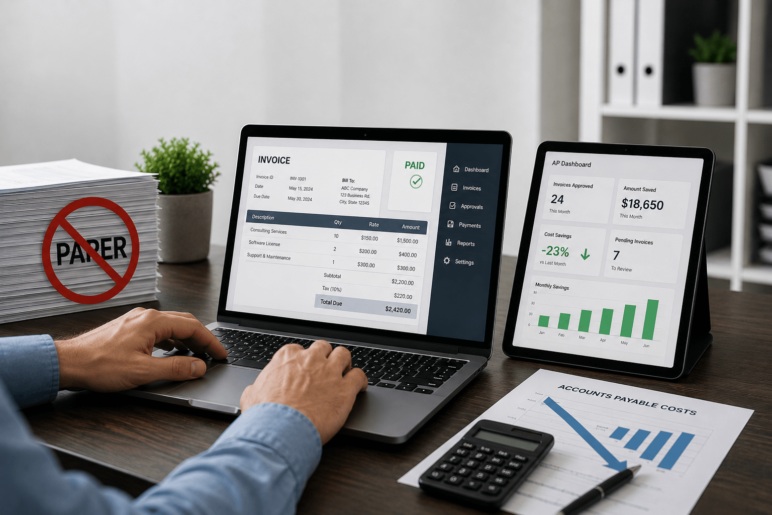 Paperless office software for accounts payable automation