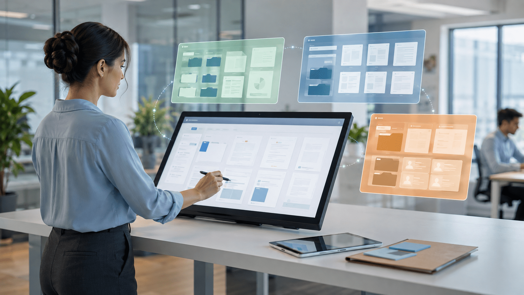 Professional managing connected digital document workflows