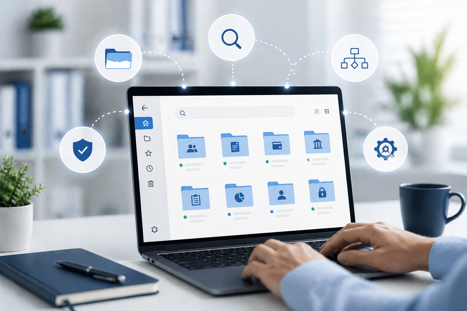 ChatGPT Image Apr 29, 2026, 10_40_55 AM Electronic Document Management System interface showing organized folders, search, and secure document workflow in a modern workspace