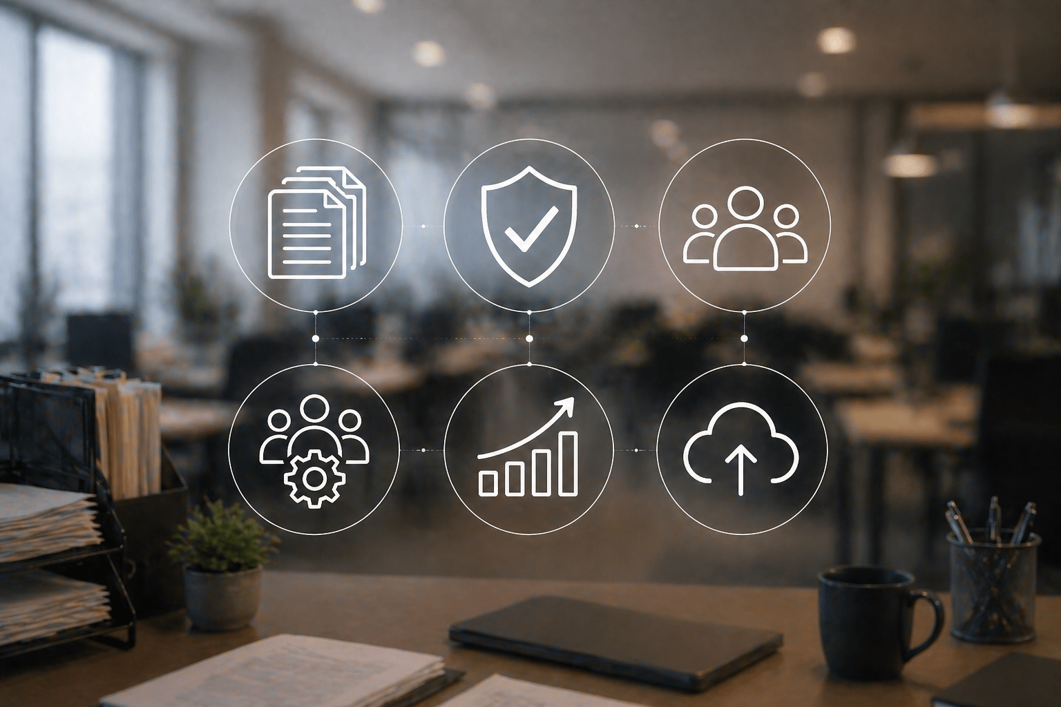 ChatGPT Image Apr 29, 2026, 12_40_42 PM Electronic Document Management System visual highlighting document management, security, multi-user teams, and business growth