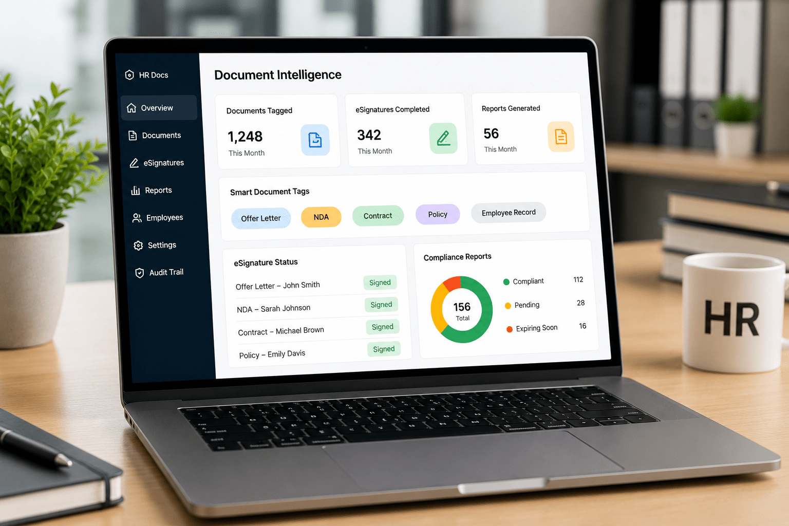 HR Document Intelligence Dashboard HR document tagging and reports.