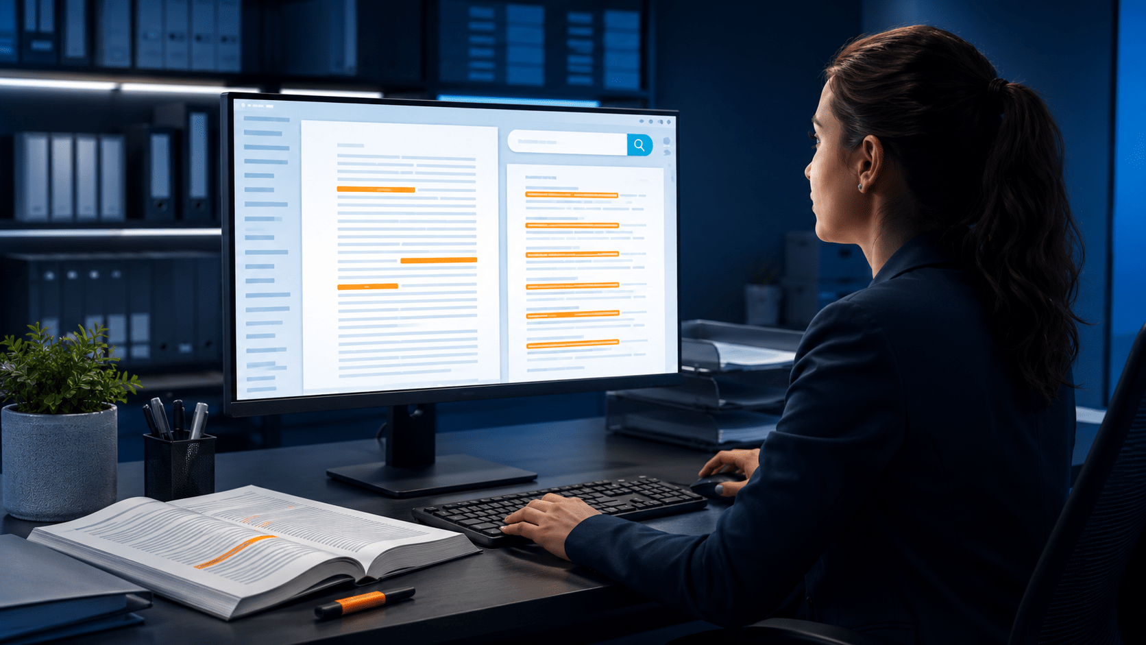 Full-Text Search Inside Documents Specialist searching highlighted text in documents.